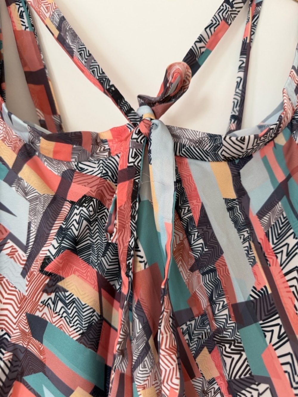 Waverly Grey Abstract Multi-Color Ruffle Off Shoulder Top Medium Spring Summer - Picture 3 of 3